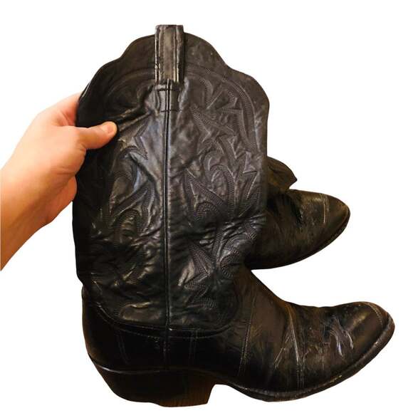 Black Leather Larry Mahan Cowboy Western Boots shoe - Picture 5 of 12